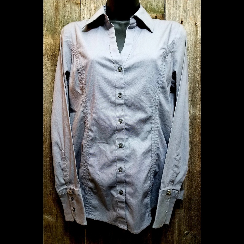 2 Medium Express Button Up Dress Shirts
